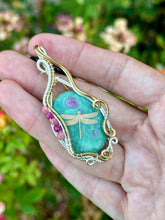 Load image into Gallery viewer, Reserved for Tanya r Ruby in fuchsite with Gem inclusions Wire wrapped pendent necklace