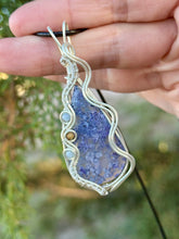 Load image into Gallery viewer, ARTISAN CAB (adit stones) Purple (dyed) Indonesian moss agate with Angelite + phosphosiderite gem accents wire wrapped pendant necklace