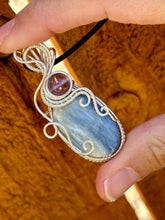 Load image into Gallery viewer, Reserved for Karen l Blue kyanite with super 7 inclusion wire wrapped pendant