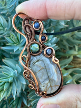 Load image into Gallery viewer, Reserved for Chloe k Picasso Jasper with Sodalite + Sugilite Gem Inclusions Wire Wrapped Pendent Necklace