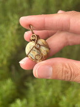 Load image into Gallery viewer, Crazy lace agate with citrine gem accent heart mini wire wrapped pendant necklace