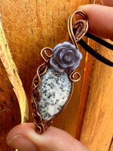 Load image into Gallery viewer, Reserved for Taylee r Dendritic Opal with Hematite Gem inclusion Wire Wrapped Pendent Necklace