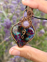 Load image into Gallery viewer, Polka Dot Labradorite (enhanced) with lilac jade gem accents wire wrapped pendant necklace