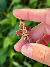 Load image into Gallery viewer, Red jasper mini cross with garnet gem accent wire wrapped pendant necklace