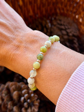 Load image into Gallery viewer, Serpentine gemstone stretchy bracelet 6.75-7” size