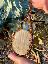 Load image into Gallery viewer, Reserved for Nina b Labradorite + Moonstone Wire Wrapped Pendent Necklace