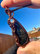 Load image into Gallery viewer, Reserved for Trish s Blue Kyanite with Gem Inclusions Wire Wrapped Pendent Necklace
