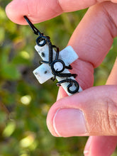 Load image into Gallery viewer, Kiwi jasper cross with aquamarine gem accent wire wrapped pendant necklace