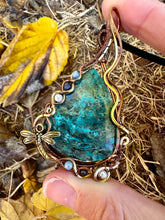 Load image into Gallery viewer, Reserved for Keri k Azurite/Shattuckite with Gem inclusions Wire Wrapped Pendent Necklace