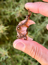 Load image into Gallery viewer, Rosetta jasper moon with tiger eye gem accent wire wrapped pendant necklace