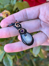Load image into Gallery viewer, Labradorite with amethyst gem accent wire wrapped pendant necklace