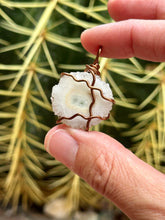 Load image into Gallery viewer, Solar quartz slice wire wrapped pendant necklace