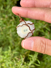 Load image into Gallery viewer, Solar quartz slice wire wrapped pendant necklace