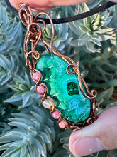 Load image into Gallery viewer, Reserved for Shelby h Malachite/Chrysocolla with gem inclusions Wire Wrapped Pendent Necklace