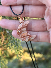 Load image into Gallery viewer, Rosetta Jasper moon with hematite gem accents wire wrapped pendant necklace