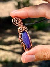 Load image into Gallery viewer, Reserved for Jennifer m charoite with Sugilite gem inclusions Wire Wrapped Pendent Necklaces