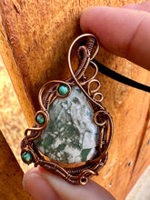 Load image into Gallery viewer, Reserved for Jenny c Green Variscite with Turquoise Gem Inclusions Wire Wrapped Pendent Necklace
