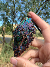 Load image into Gallery viewer, Reserved for Rita Titanium Aura Black Kyanite Tree of Life Wire Wrapped Pendent