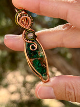 Load image into Gallery viewer, Green chrysocolla with green fluorite gem accent wire wrapped pendant necklace
