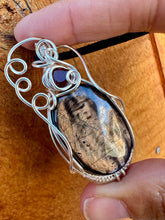 Load image into Gallery viewer, Reserved for Adrianne s Hypersthene with Garnet Gem Inclusion Wire Wrapped Pendent Necklace