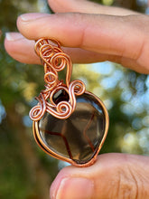 Load image into Gallery viewer, Smoky quartz with faceted garnet gem accent wire wrapped pendant necklace