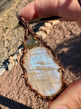 Load image into Gallery viewer, Reserved for Nina b Labradorite + Moonstone Wire Wrapped Pendent Necklace