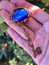 Load image into Gallery viewer, Reserved for Charlene aLapis Lazuli with amethyst Inclusion Wire Wrapped Pendent Necklace