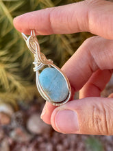 Load image into Gallery viewer, Larimar mini wire wrapped pendant necklace