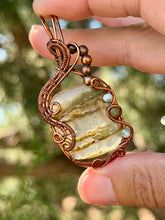 Load image into Gallery viewer, Garden quartz with tree agate + green aventurine gem accents wire wrapped pendant necklace