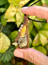 Load image into Gallery viewer, Reserved for Charlene a Bumblebee Jasper with citrine Inclusion Wire Wrapped Pendent Necklace