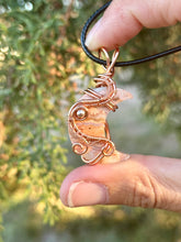 Load image into Gallery viewer, Rosetta Jasper moon with hematite gem accents wire wrapped pendant necklace