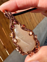 Load image into Gallery viewer, Reserved for Michelle b Peach Moonstone with Gem inclusions Wire Wrapped Pendent Necklace