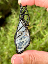 Load image into Gallery viewer, Dendritic Tiger’s agate wire wrapped pendant necklace