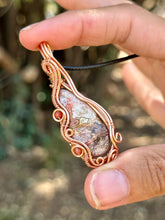 Load image into Gallery viewer, Reserved for Ann c Crazy Lace Agate with gem inclusions Wire Wrapped Pendent Necklace