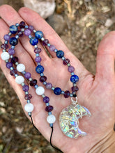 Load image into Gallery viewer, RESERVED FOR BRITTANY D Aura Opalite moon with gemstone Beading Wire Wrapped Pendent
