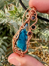 Load image into Gallery viewer, Reserved for Brandi t Azurite with Gem Inclusions Wire Wrapped Pendent Necklace