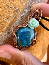 Load image into Gallery viewer, Reserved for Taylee Azurite Shattuckite Wire Wrapped Pendent Necklaces