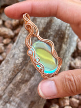 Load image into Gallery viewer, Angel aura quartz with Angelite gem accents wire wrapped pendant necklace