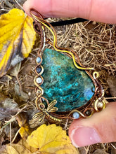 Load image into Gallery viewer, Reserved for Keri k Azurite/Shattuckite with Gem inclusions Wire Wrapped Pendent Necklace
