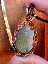 Load image into Gallery viewer, Reserved for Lisa t Ruby in fuchsite with gem inclusions Wire Wrapped Pendent Necklacete