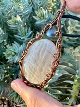 Load image into Gallery viewer, Reserved for Nina b Labradorite + Moonstone Wire Wrapped Pendent Necklace