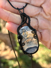 Load image into Gallery viewer, Maligano Jasper with Black Onyx gem accent wire wrapped pendant necklace