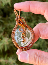 Load image into Gallery viewer, Peace jade with peridot gem accent wire wrapped pendant necklace