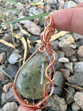 Load image into Gallery viewer, Reserved for Rita m Prehnite with Epidote Wire Wrapped Pendent