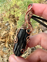 Load image into Gallery viewer, Reserved for Kristin Black tourmaline wire wrapped pendent