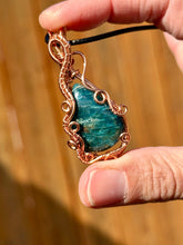 Load image into Gallery viewer, Reserved for crystal l Blue apatite Wire wrapped pendant