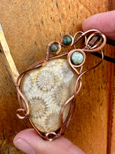 Load image into Gallery viewer, Reserved for sunny j Fossilized coral with gem inclusions Wire Wrapped Pendent Necklace