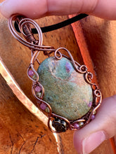 Load image into Gallery viewer, Reserved for Lisa t Ruby in fuchsite with gem inclusions Wire Wrapped Pendent Necklacete