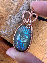 Load image into Gallery viewer, Reserved for Angie p Evil Eye Labradorite Wire Wrapped Pendent Necklace