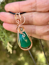 Load image into Gallery viewer, Faceted Green Onyx with green fluorite gem accent wire wrapped pendant necklace